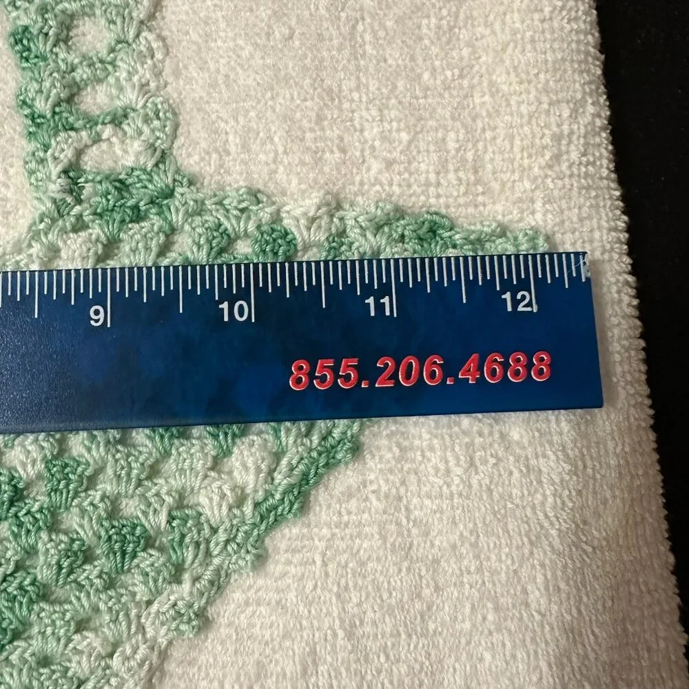 Vintage Cannon Towel with Hand Crochet Basket in Variegated Green Weave Design